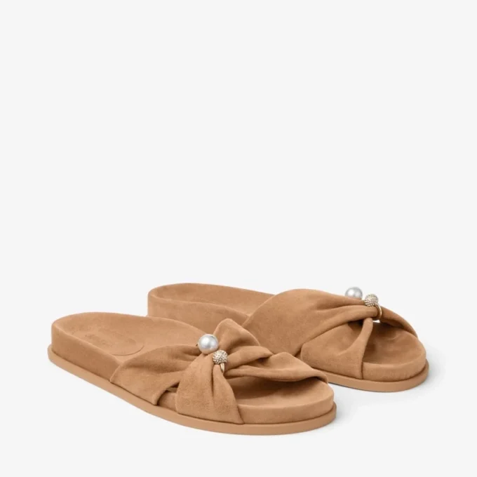 Rafi Flat Toffee Suede Flat Sandals
