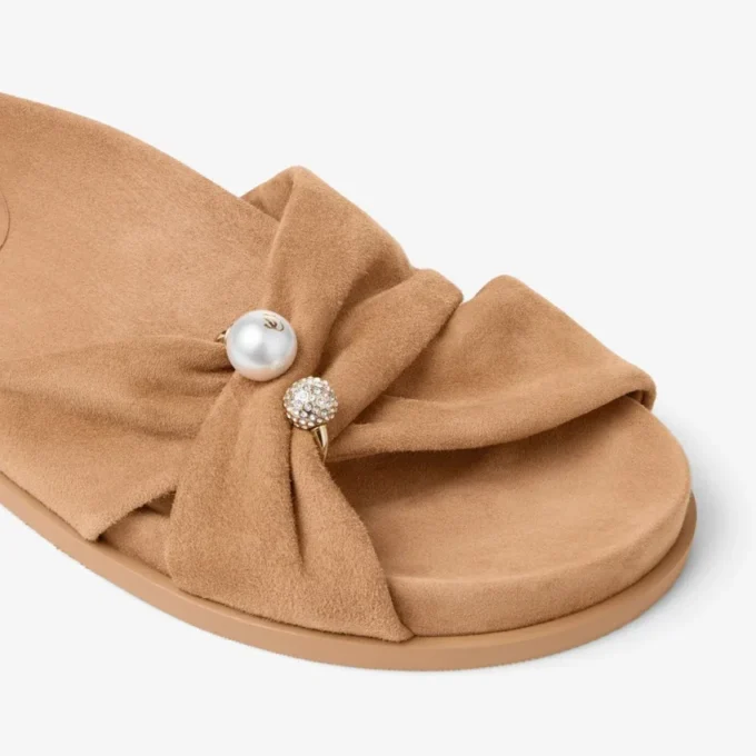Rafi Flat Toffee Suede Flat Sandals