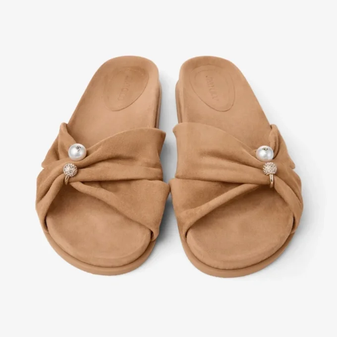 Rafi Flat Toffee Suede Flat Sandals