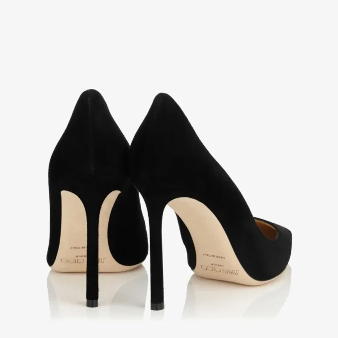 Romy 100 Black Suede Pointy Toe Pumps
