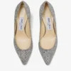 Romy 60 Champagne Coarse Glitter Fabric Pointed Pumps