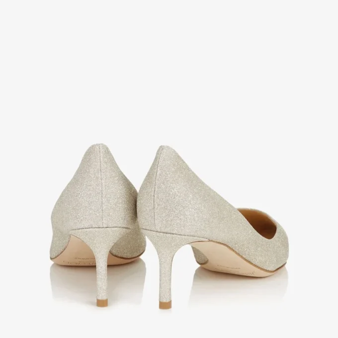 Romy 60 Platinum Ice Dusty Glitter Pointy Toe Pumps