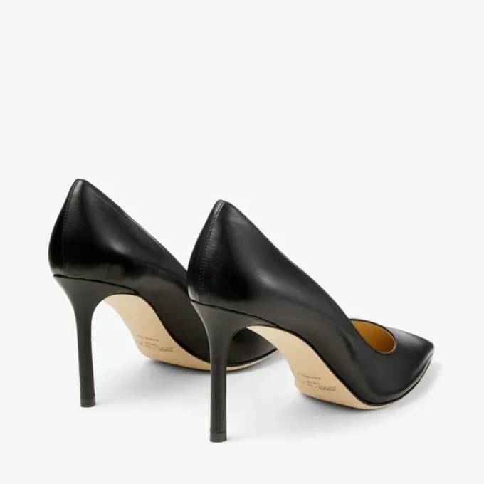 Romy 85 Black Kid Leather Pointy Toe Pumps