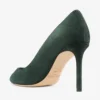 Romy 85 British Green Tonal Suede Pumps