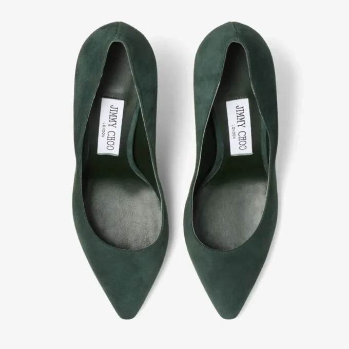 Romy 85 British Green Tonal Suede Pumps