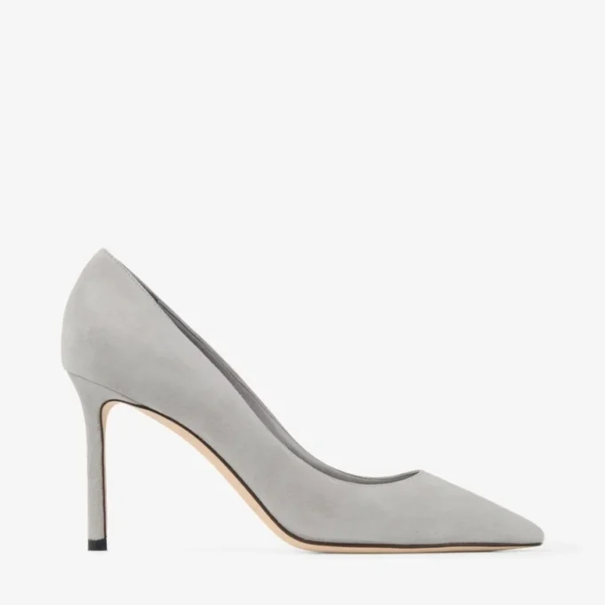 Romy 85 Dove Tonal Suede Pumps