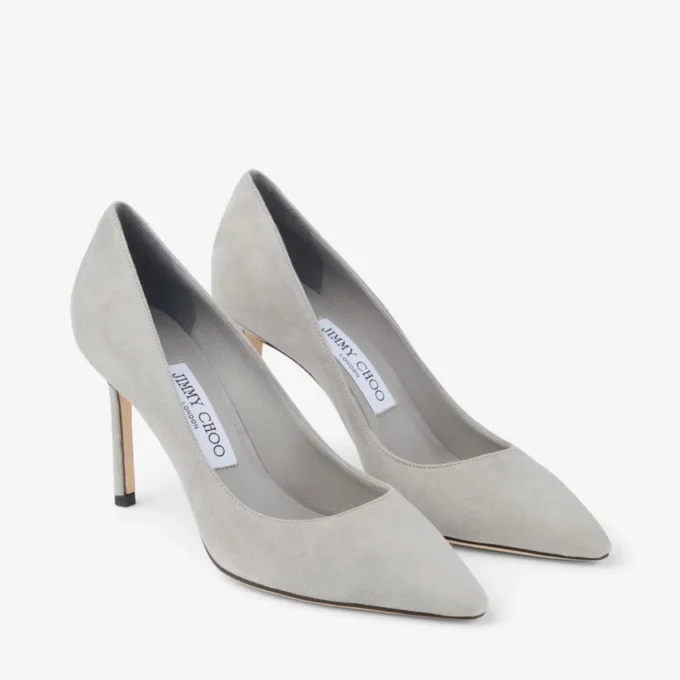 Romy 85 Dove Tonal Suede Pumps