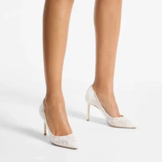 Romy 85 Ivory Jimmy Choo Lace Pumps