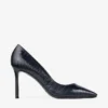 Romy 85 Marine Croc Embossed Leather Pumps