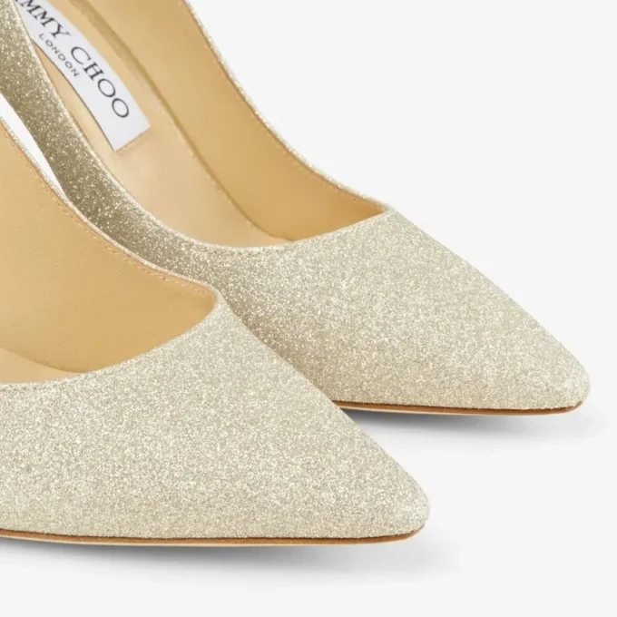 Romy 85 Platinum Ice Dusty Glitter Pointy Toe Pumps