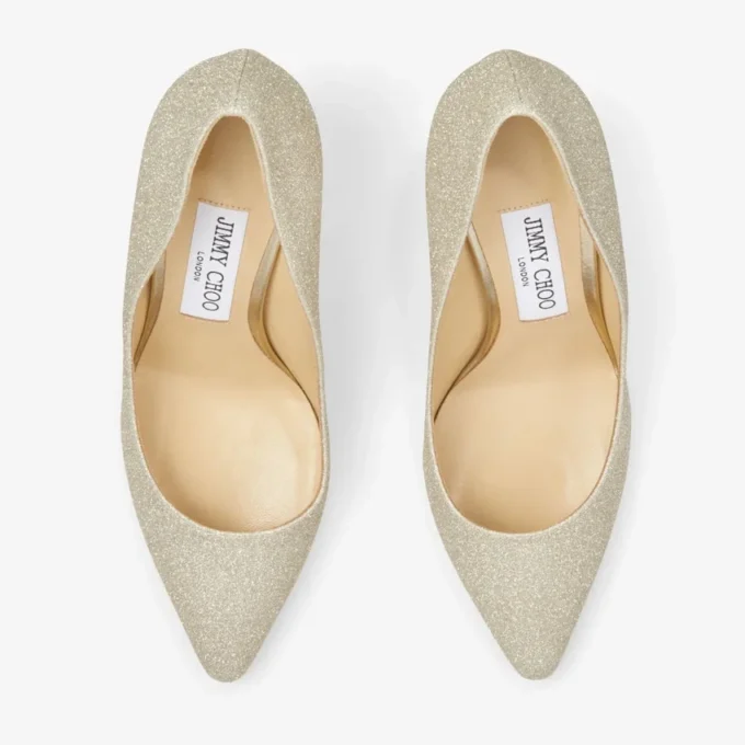 Romy 85 Platinum Ice Dusty Glitter Pointy Toe Pumps