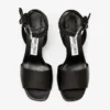 Rori 85 Black Shiny Calf Leather and Shiny Cork Sandals