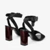 Rori 85 Black Shiny Calf Leather and Shiny Cork Sandals
