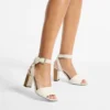 Rori 85 Latte Shiny Calf Leather and Shiny Cork Sandals