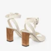 Rori 85 Latte Shiny Calf Leather and Shiny Cork Sandals