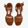 Rori 85 Tan Suede and Shiny Cork Sandals
