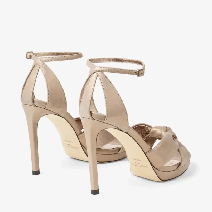 Rosie 100 Gold Shimmer Suede Platform Sandals