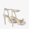 Sacora 100 Nude Suede Sandals with Hotfix Crystals and Sphere Detail