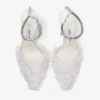 Saeda 100 Ivory Mesh Pumps with Petal Embroidery