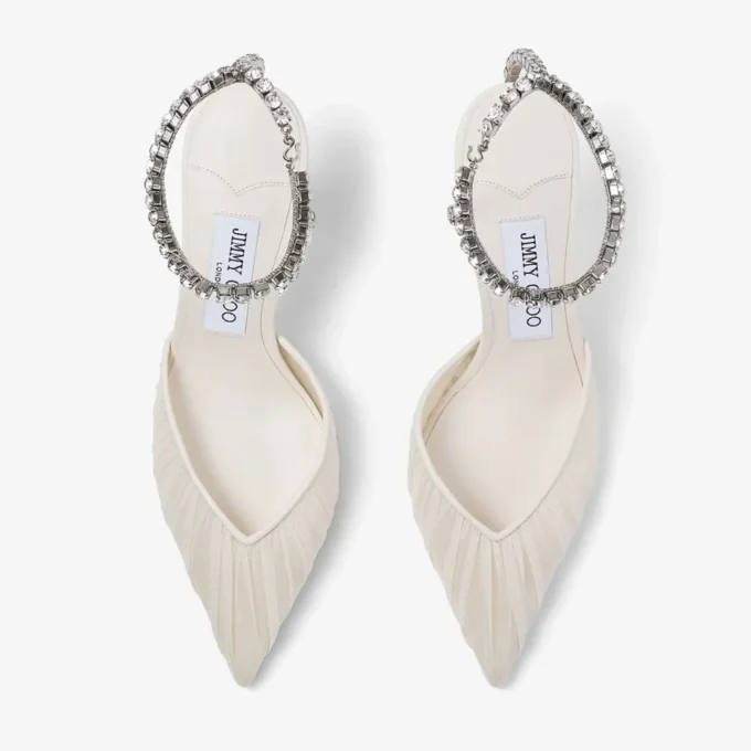Saeda 85 Ivory Tulle Crystal Pumps