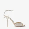 Saeda Sandal 100 Platinum Ice Dusty Glitter Sandals with Crystal Embellishment