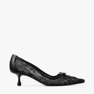 Scarlett 50 Black Jimmy Choo Lace Pumps