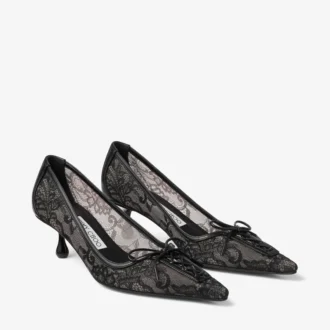 Scarlett 50 Black Jimmy Choo Lace Pumps
