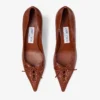 Scarlett 50 Cognac Elaphe Printed Leather Pumps