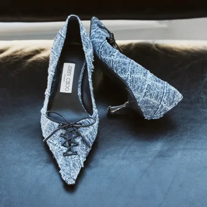 Scarlett 50 Crosshatch Denim Pumps