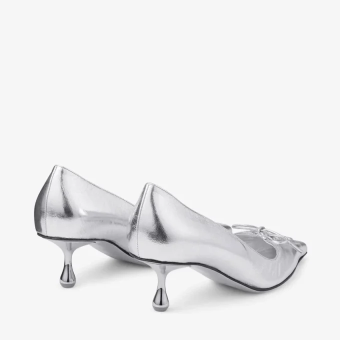 Scarlett 50 Silver Vintage Metallic Leather Pumps