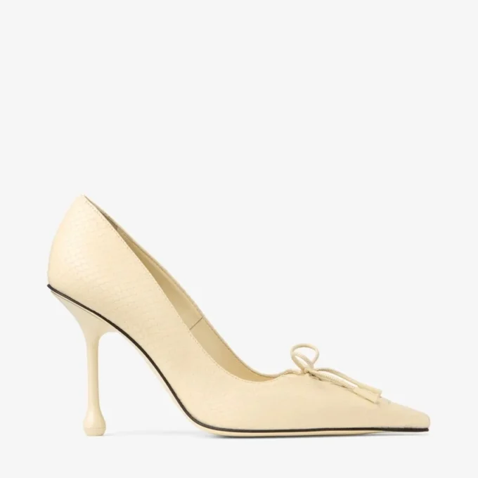 Scarlett 95 Buttermilk Elaphe Printed Leather Pumps