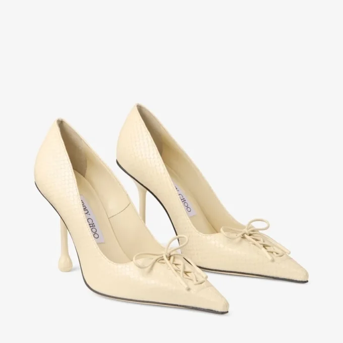 Scarlett 95 Buttermilk Elaphe Printed Leather Pumps