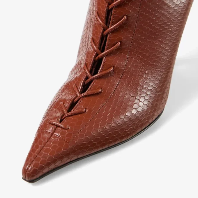 Scarlett Ankle Boot 85 Cognac Elaphe Printed Leather Ankle Boots