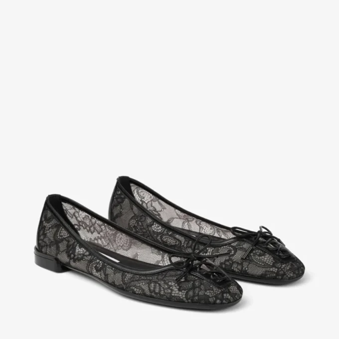 Scarlett Ballerina Black Jimmy Choo Lace Ballerina Flats
