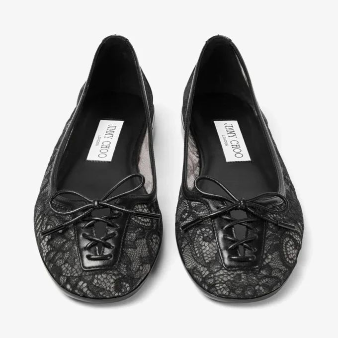Scarlett Ballerina Black Jimmy Choo Lace Ballerina Flats