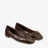 Scarlett Ballerina Chocolate Croc Embossed Leather Ballerina Flats