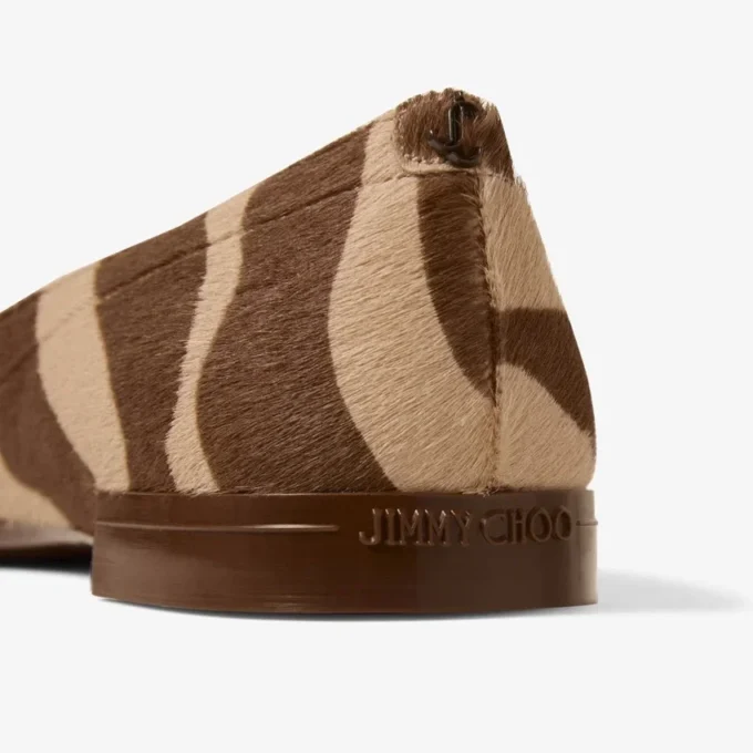 Scarlett Ballerina Chocolate Zebra Printed Pony Ballerina Flats