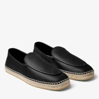 Shenton Espadrille Black Tumbled Leather Espadrilles