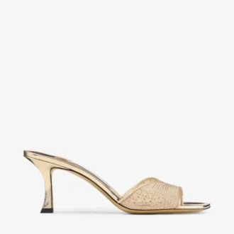 Skye 70 Gold Illusion Crystal Mesh and Liquid Metal Leather Sandals