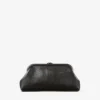 Skylar Black Shiny Snake Printed Leather Clutch with Square Jc Clasp