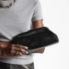 Skylar Black Shiny Snake Printed Leather Clutch with Square Jc Clasp
