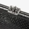 Skylar Black Shiny Snake Printed Leather Clutch with Square Jc Clasp
