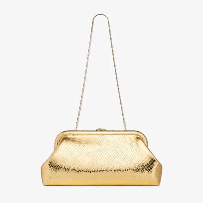 Skylar Gold Candy Wrap Leather Clutch with Square Jc Clasp