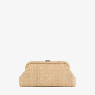 Skylar Natural Fine Raffia Clutch Bag with Square Jc Clasp
