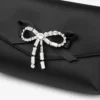 Soft Bow Mini Bag Black Satin Mini Bag with Crystal Bow