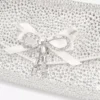 Soft Bow Mini Bag Ivory Satin Mini Bag with Crystal Bow