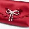 Soft Bow Mini Bag Ruby Red Satin Mini Bag with Crystal Bow