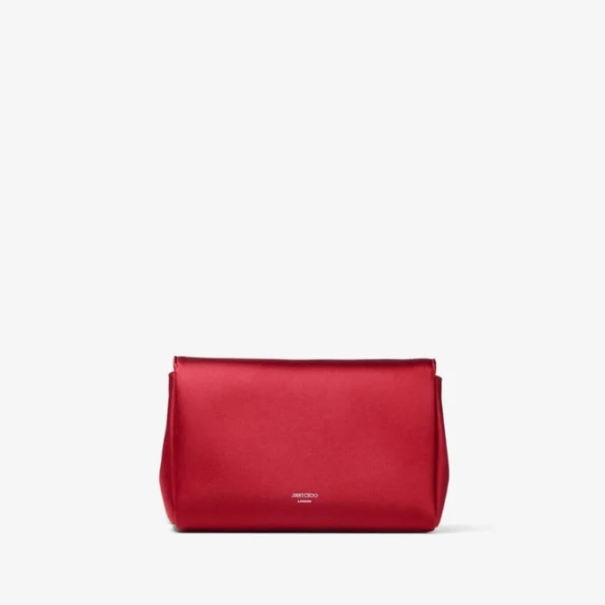 Soft Bow Mini Bag Ruby Red Satin Mini Bag with Crystal Bow