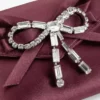 Soft Card Holder with Chain Deep Merlot Satin Cardholder with Crystal Bow