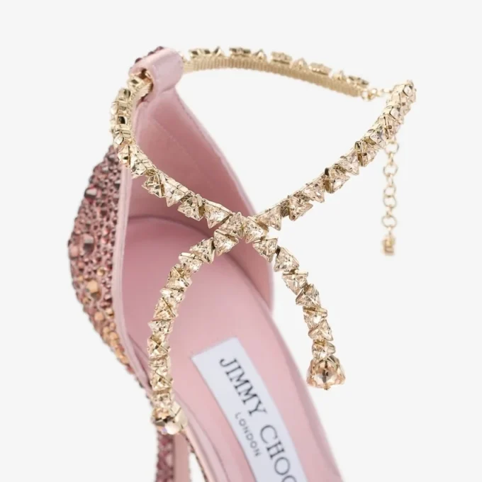 Stevie 100 Silky Blush Satin Crystal Pumps